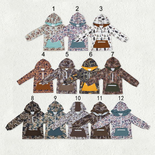 RTS NO MOQ Sibling Baby boys clothes Geometric pullover hooded long sleeve tops