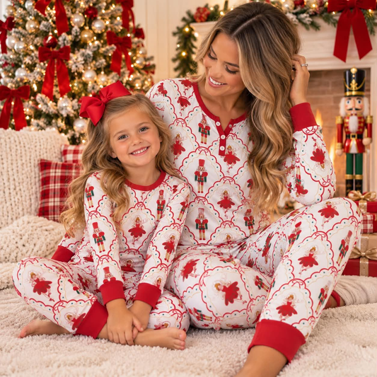 RTS NO MOQ Sibling milk silk Adult To Match Kids Christmas long sleeve pants Sets
