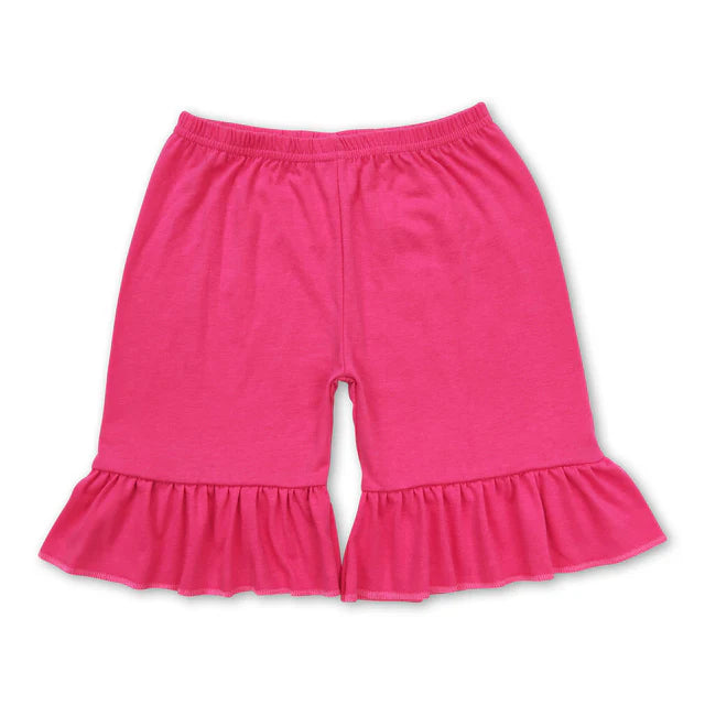 RTS NO MOQ Sibling Baby Girls Summer Pink Ruffles Shorts Bottoms
