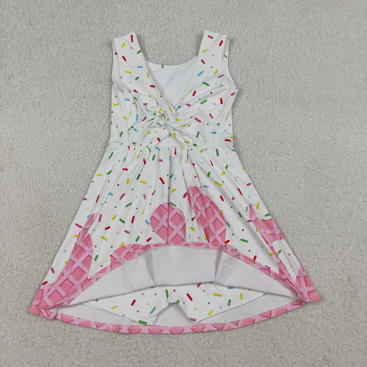 RTS NO MOQ GSD3594 Baby Girls Pink Team Yoga Active Shorts with Drip Sprinkles Knee-Length Dresses
