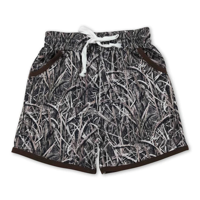 RTS NO MOQ（In Stock)Baby Boys Leaves Camo Hunting Pockets Shorts Bottom