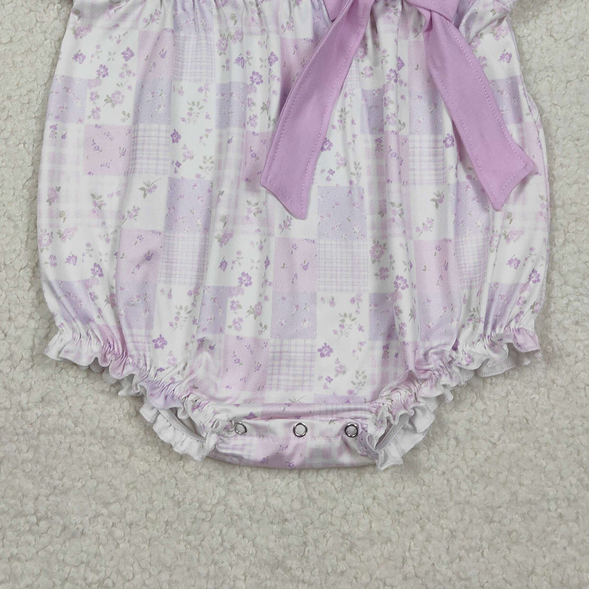 RTS NO MOQ SR3730 Baby Girls Ruffle Rompers Short Sleeve Flowers Checked Bow Top Outfit for Infants