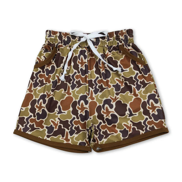 RTS NO MOQ（In Stock)Baby Boys Leaves Camo Hunting Pockets Shorts Bottom