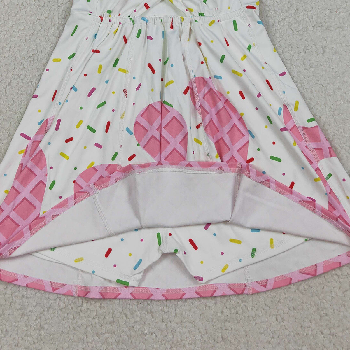 RTS NO MOQ GSD3594 Baby Girls Pink Team Yoga Active Shorts with Drip Sprinkles Knee-Length Dresses