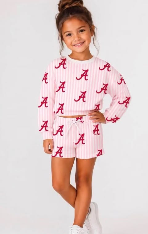 custom moq 5 mix size milk silk fabric DYGEJN0103 Baby Girls Pink Stripe Long Sleeve Top Shorts Team Set