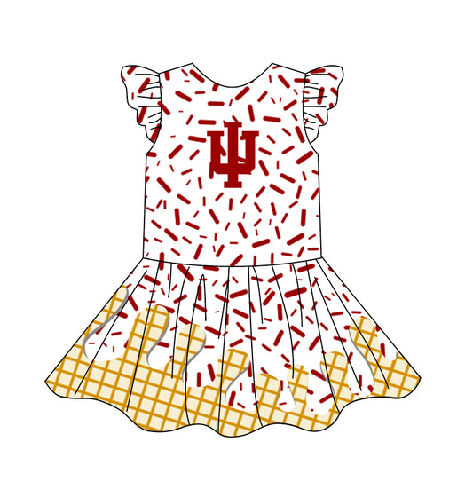 custom moq 3 eta 6-7weeks baby girls clothes team flying Sleeves Dress