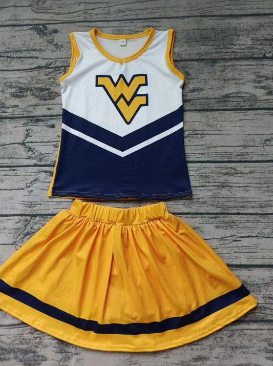 custom moq 5 eta 4-6weeks summer baby girls clothes team sleeveless yellow shorts sets