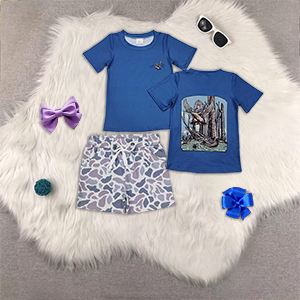 RTS NO MOQ HOT SELL baby boys clothes short sleeve Camouflage shorts set