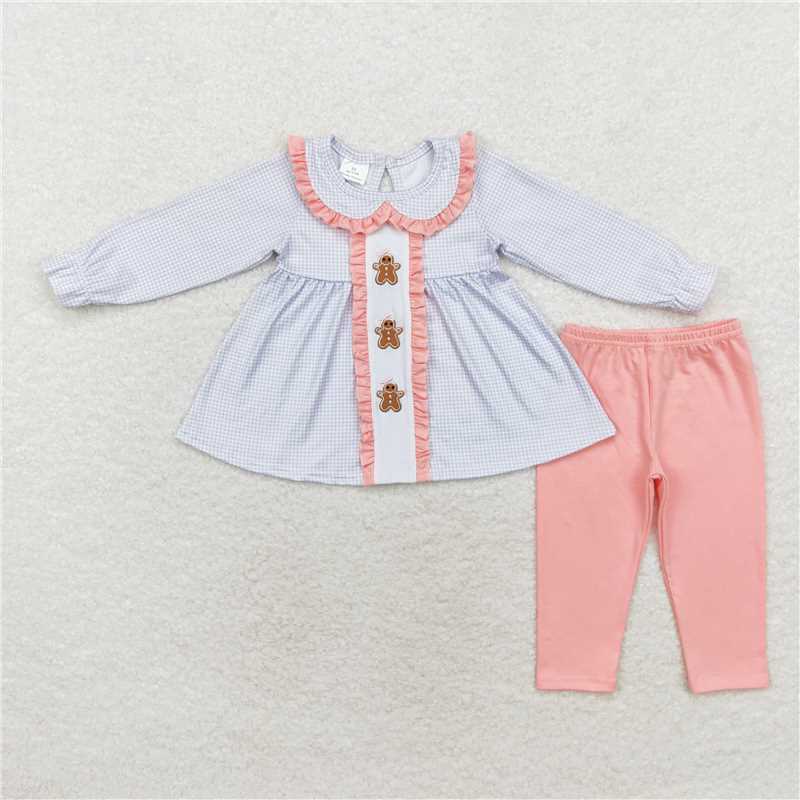 Baby Girls Gingerbread Checked Collection - Ruffle Peplum Set & Puff Sleeve Dress