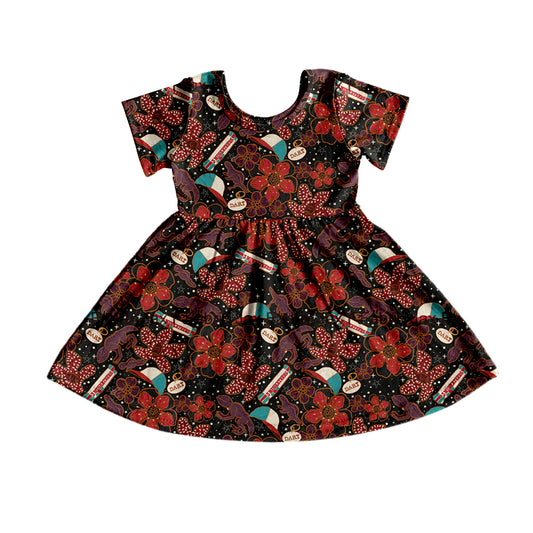 5.9custom each style moq 5eta 4-5week Sibling Sister Starfish Lizard Hat Print Black boys set and dress and Jumpsuits and baby romper match family design