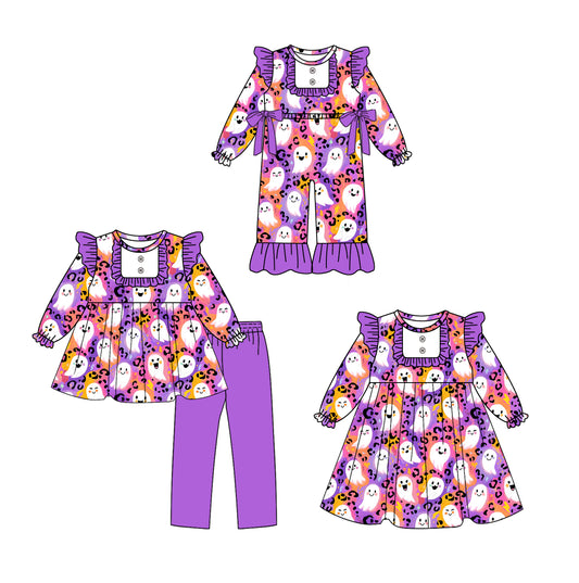 25.8.8 custom each style moq 5eta 4-6week Sibling Sisters ghost baby girl long sleeve pants sets and dress and rompers match family design