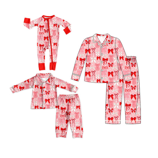 25.9.5 custom each style moq 5eta 4-6week Sibling Sister bow baby long sleeve pants sets and romper and adult set match design