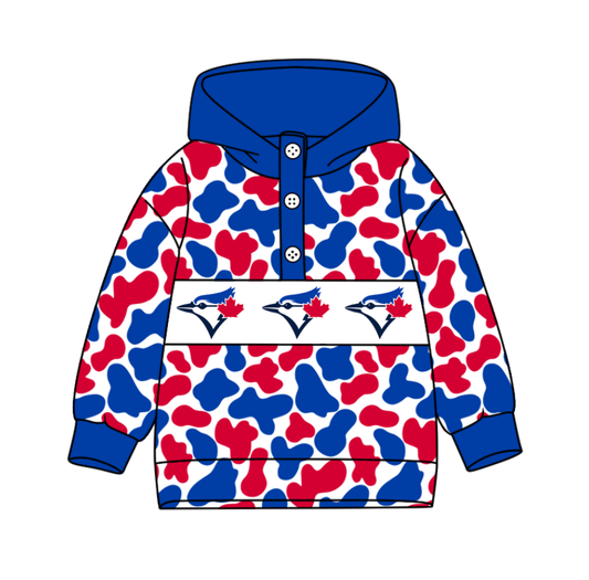 2-Custom moq 8 mix size milk silk summer team baby boy clothes camouflage blue and red hooded long sleeve top-25.10.9