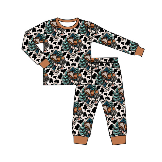 8.19 custom each style moq 5eta 4-6week Sibling Sister cow head baby boys sets and dress and rompers match family design