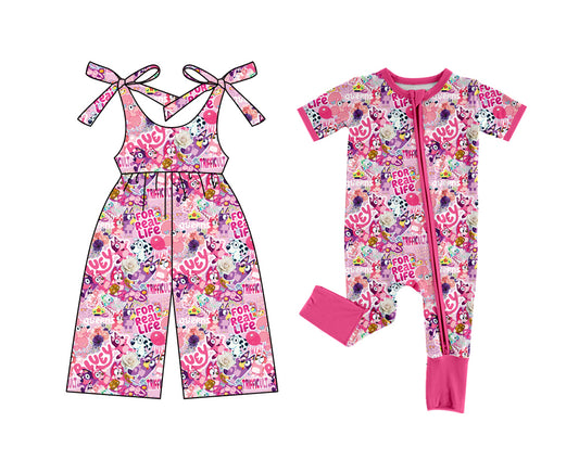 12.23 custom each style moq 5eta 4-6week Sibling Siste baby girl romper and jumpsuit match family design