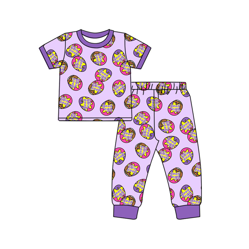 10.16 custom each style moq 5eta 4-6week Sibling Sister easter purple baby girls short sleeve sets and rompers match design