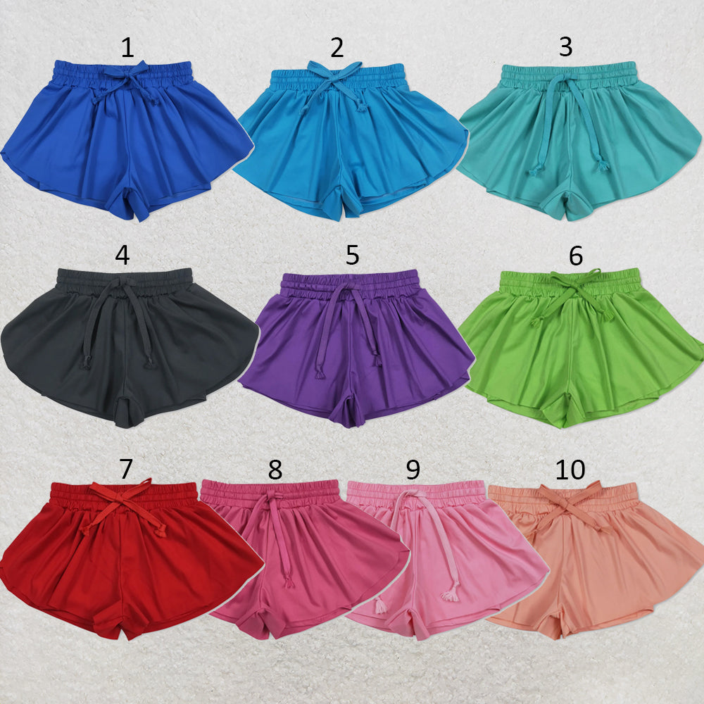 RTS NO MOQ Sibling yoga fabric cotton Baby Girls Solid Elastic Waist High Stretch Yoga Sports Shorts Bottoms