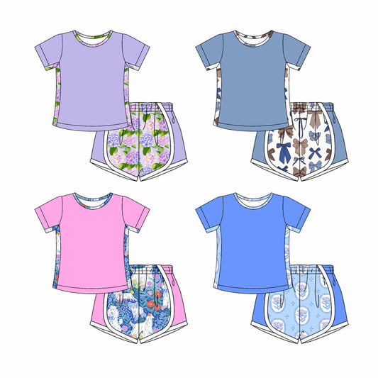 4.7 custom each style moq 5eta 4-6week Sibling Sister baby boys short sleeve set and set 4 match design
