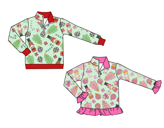 25.6.12 custom each style moq 5eta 4-6week Sibling Sisters Christmas baby girl long sleeve top 1 and top 2 match family design