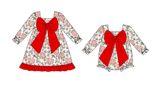25.8.22 custom each style moq 5eta 4-6week Sibling Sisters Christmas baby girl long sleeve dress and rompers match family design