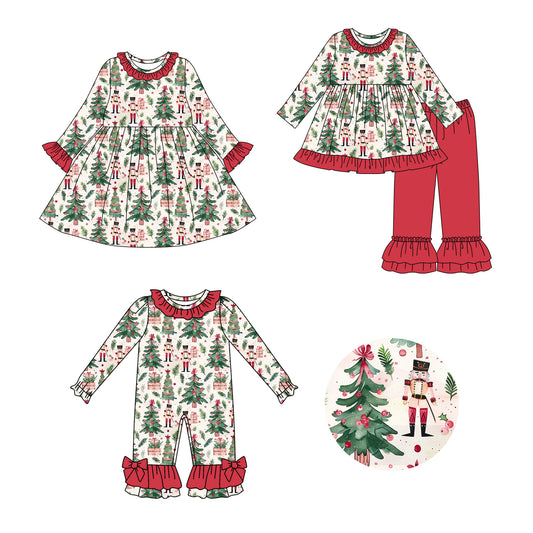 25.7.30 custom each style moq 5eta 4-6week Sibling Sisters Christmas baby girl long sleeve pants sets and dress and rompers match family design