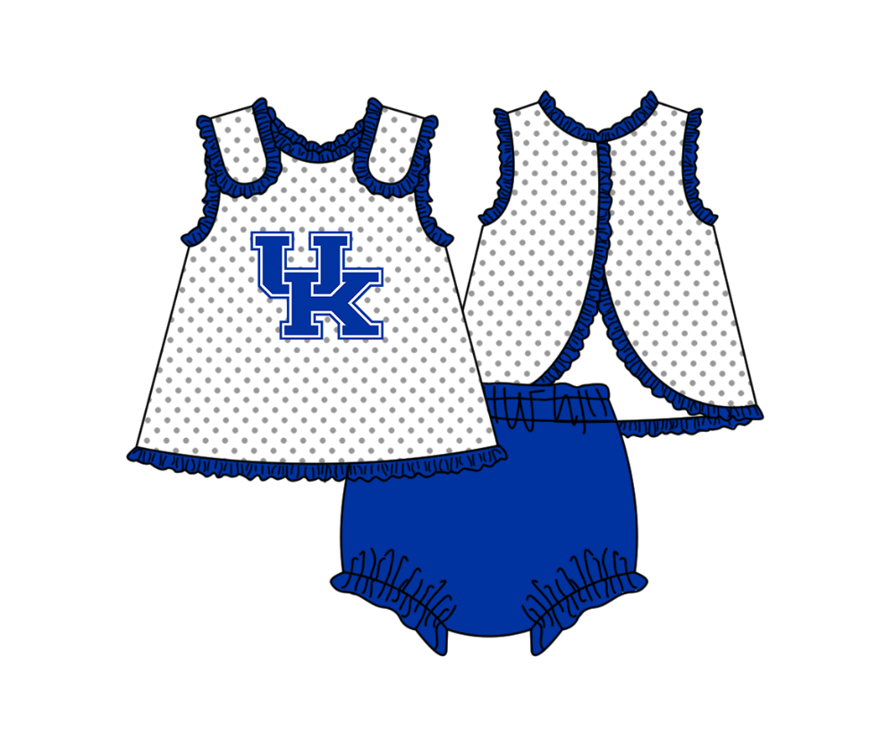 Custom moq 5 mix size milk silk summer teams Blue Polka Dot Baby Romper Set Short-Sleeved Thong Dress for Girls And Short-Sleeved Shorts for Boys Cute Baby Outfit Combination