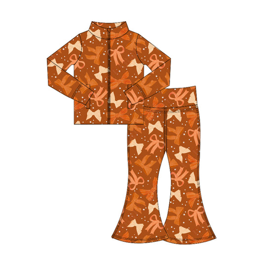 25.7.8 custom each style moq 5eta 4-6week Sibling Sisters bow baby girl long sleeve pants sets