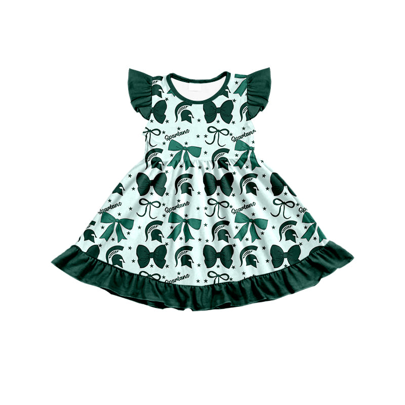 Custom moq 5 mix size milk silk summer teams baby girls clothes team bow green sleeveless skirts sets and dress 1 and dress 2 and dress 3-25.6.26