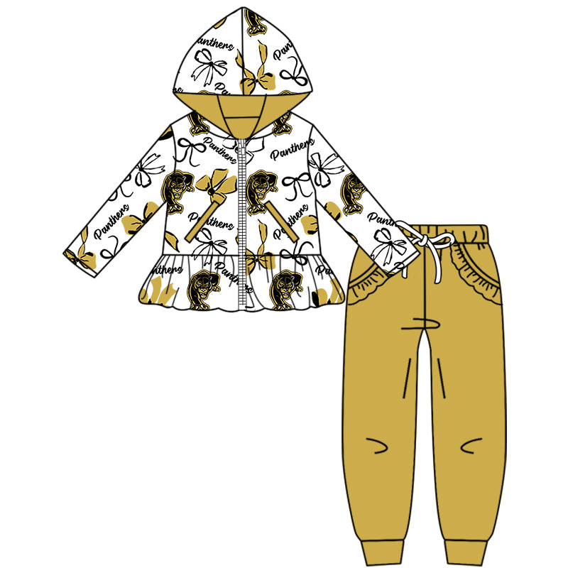 Custom moq 5 mix size milk silk summer teams baby girls clothes bow khaki hooded long sleeve pants sets and boy sets and dress and hooded top and pant-25.8.18