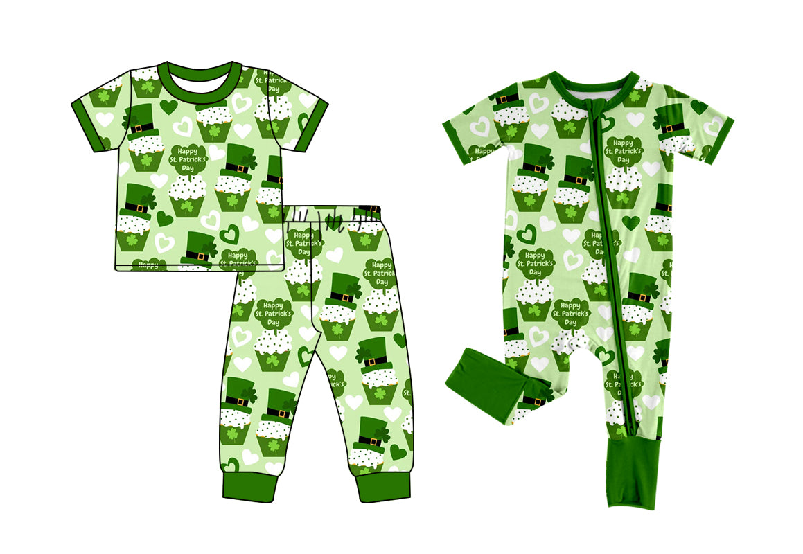 12.9 custom each style moq 5eta 4-6week Sibling Sister lucky green baby girls short sleeve sets and rompers match design