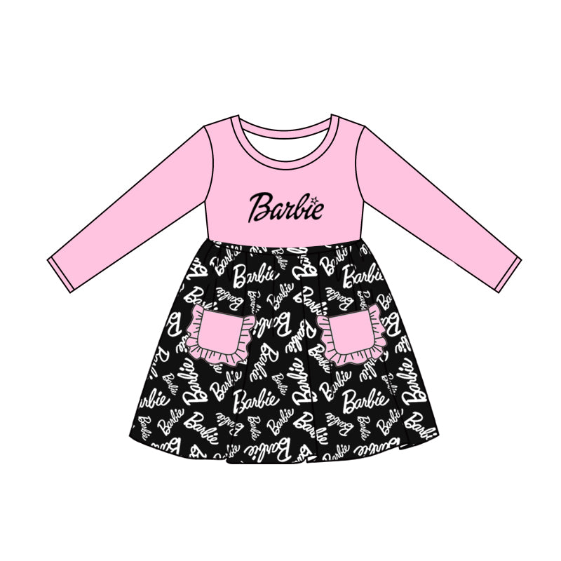5.22custom each style moq 5eta 4-5week Sibling Sister letter print pink girls outfits and dress match family design