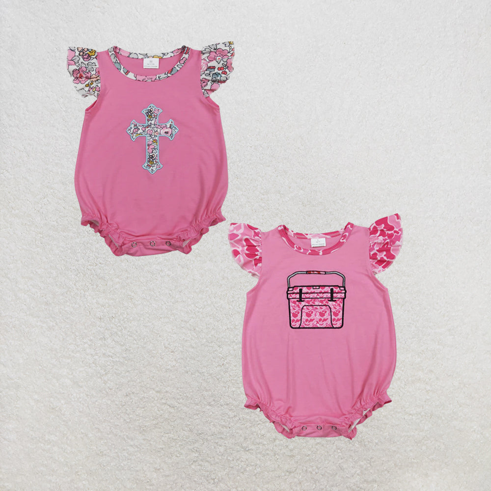 RTS NO MOQ Sibling Baby Girls Flutter Sleeve Easter Ruffle Rompers