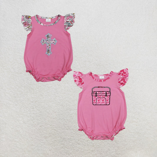 RTS NO MOQ Sibling Baby Girls Flutter Sleeve Easter Ruffle Rompers