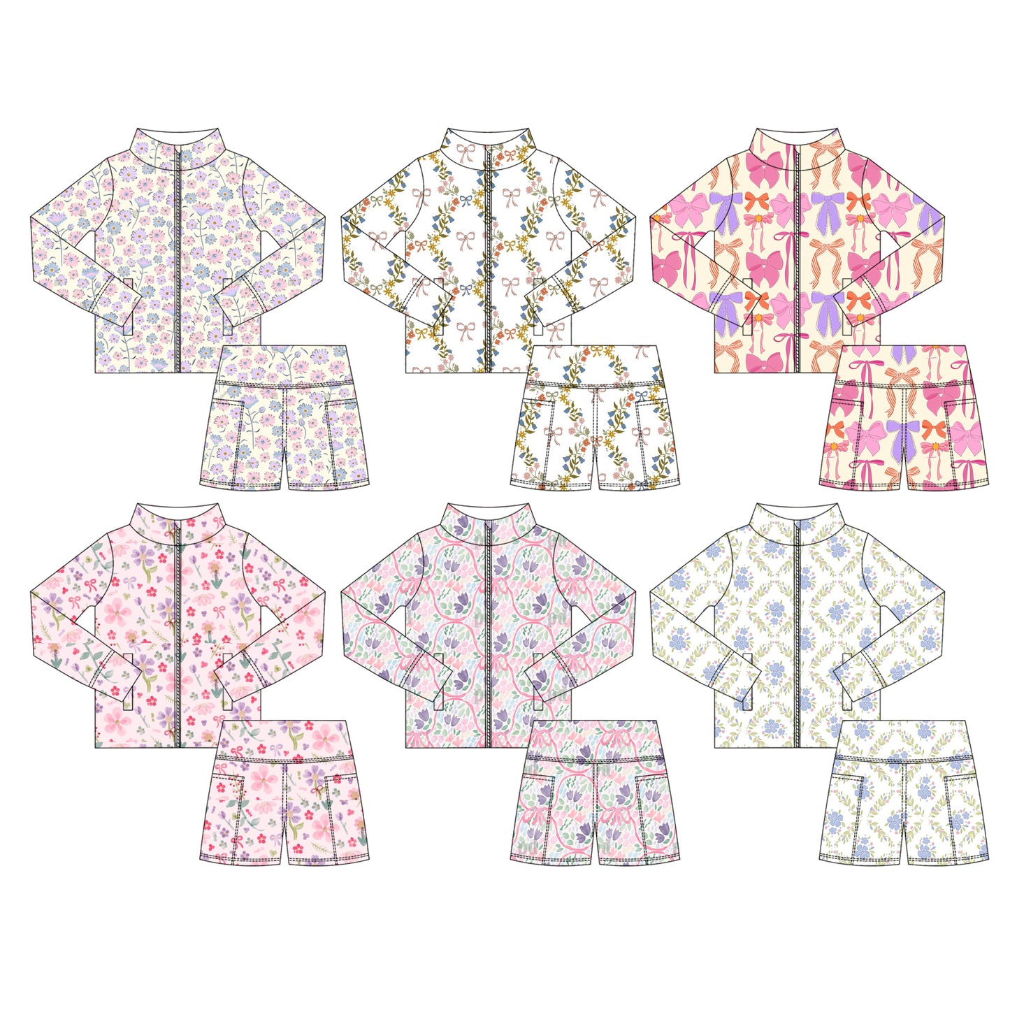25.5.30 custom each style moq 5eta 4-6week Sibling Sister baby girl long sleeve shorts sets 1 and set 6 match design