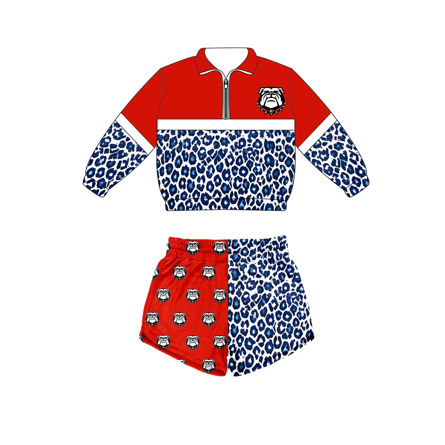 Custom moq 5 mix size summer teams Baby Plaid Long Sleeved Zip Up Top And Shorts Set