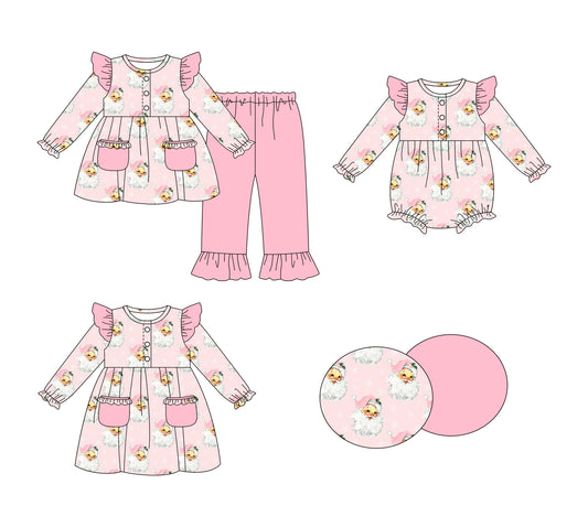 25.7.29 custom each style moq 5eta 4-6week Sibling Sisters Christmas baby girl long sleeve pants sets and dress and rompers match family design