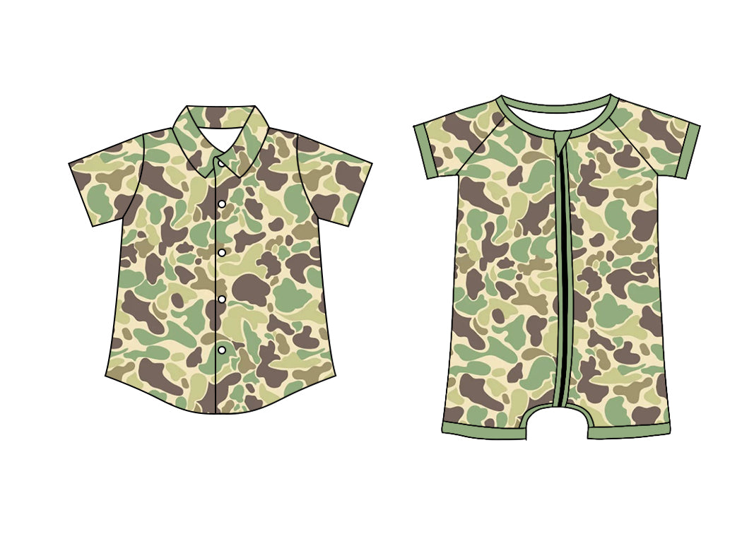 25.10.29 custom each style moq 5 eta 6-8 week Sibling Sister camouflage baby boy short sleeve top and rompers match family design