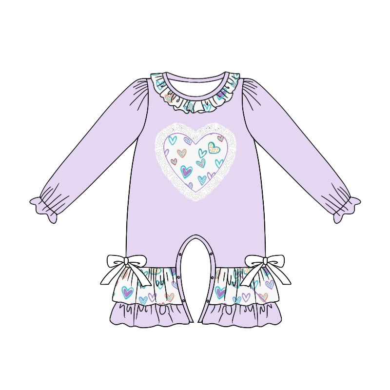 9.6 custom each style moq 5eta 4-6week Sibling Sister love light purple baby girl sets and dress and rompers match family design