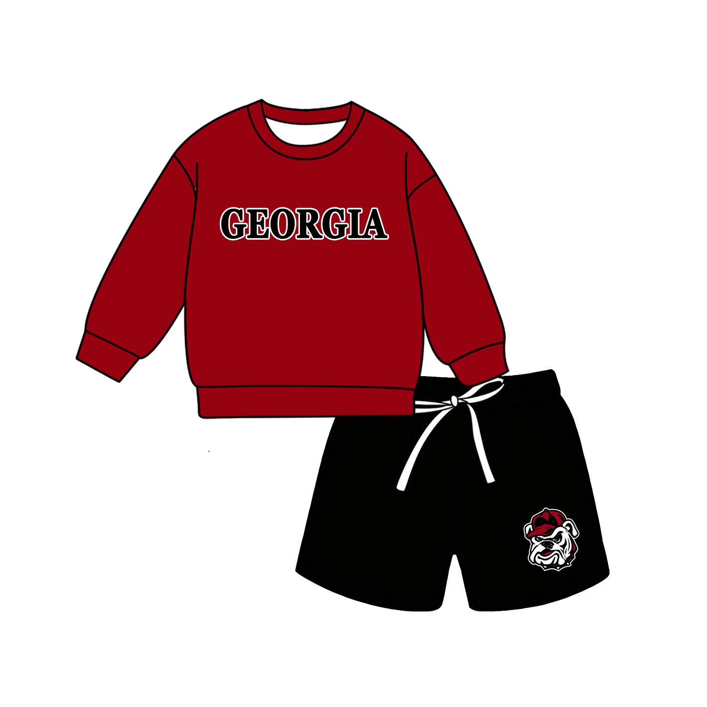 custom moq 5 mix size MSD070903 Baby Kids Casual Long Sleeve Top Drawstring Shorts Clothes Set