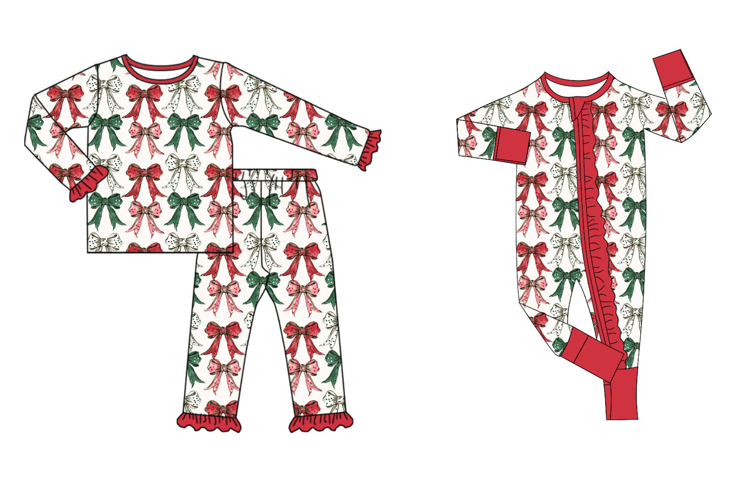 25.7.24 custom each style moq 5eta 4-6week Sibling Sister Christmas bow baby girl long sleeve pants sets and rompers match family design