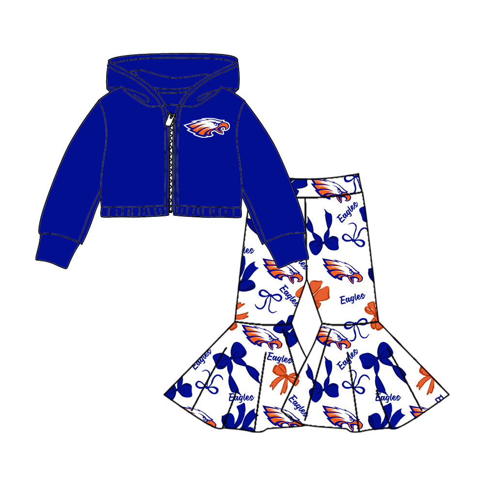 Custom moq 5 mix size milk silk summer teams baby girls clothes bow blue short sleeve pants sets and hooded long sleeve pants sets-25.7.22