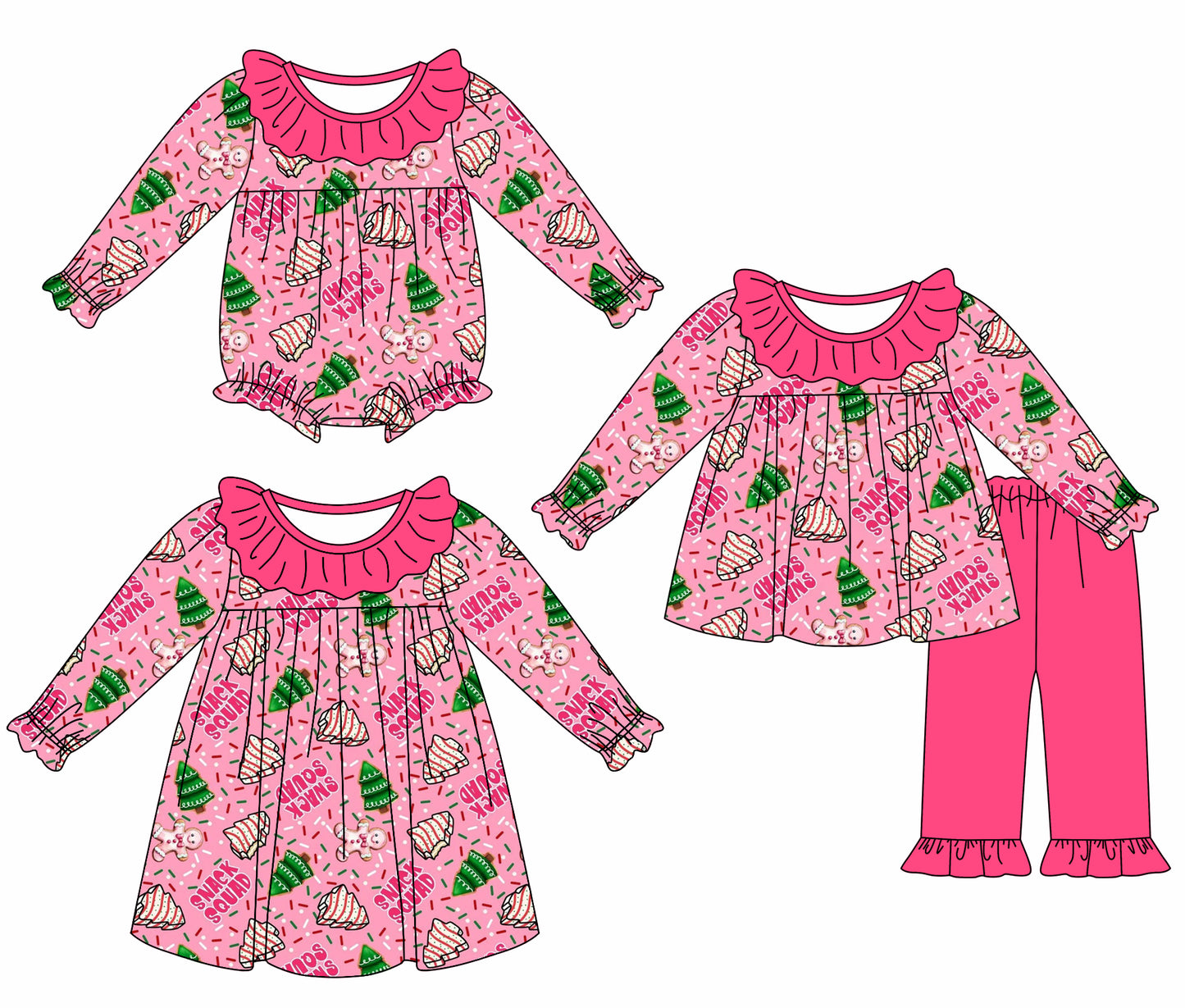 25.5.17 custom each style moq 5eta 4-6week Sibling Sisters Christmas baby girl long sleeve pants sets and dress and rompers match family design