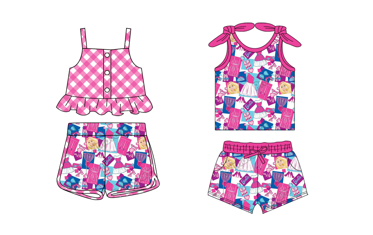 2.12 custom each style moq 5eta 4-6week Sibling Sister baby girls short sleeve shorts sets and set 2 match design