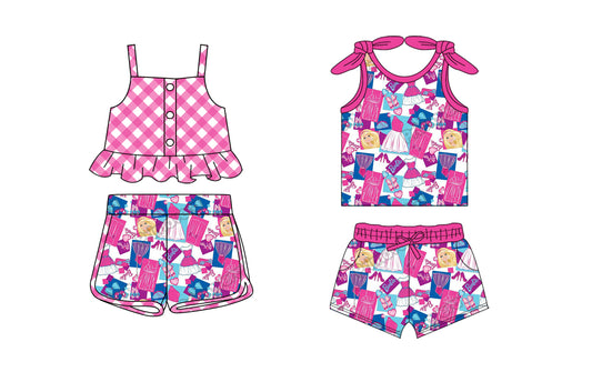 2.12 custom each style moq 5eta 4-6week Sibling Sister baby girls short sleeve shorts sets and set 2 match design