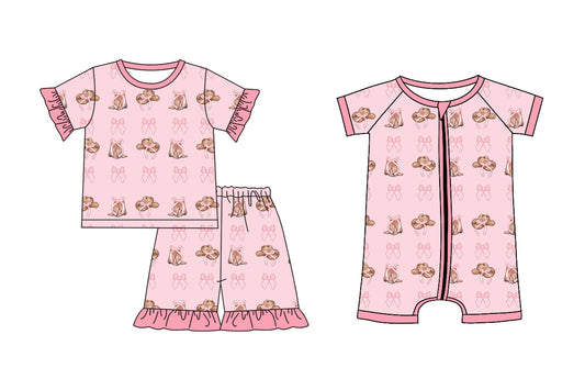 3.24 custom each style moq 5eta 4-6week Sibling Sister hat bow baby girl boy short sleeve shorts sets and romper match design