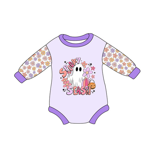 8.1 custom each style moq 5 eta 4-6week Sibling Sister baby boys clothes ghost purple long sleeve top and long sleeve romper match family design