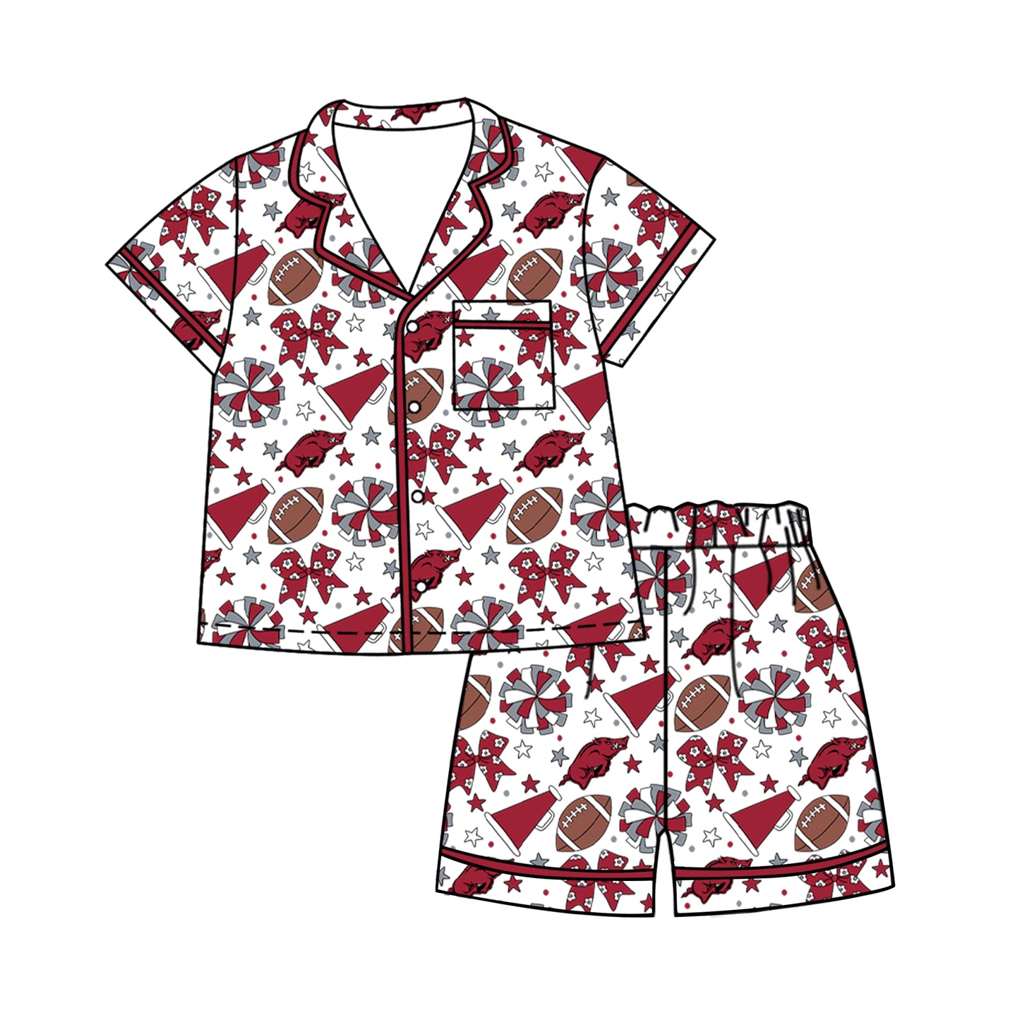 Custom moq 5 mix size milk silk summer teams Baby Girls Bows Button Pocket Top Short Pajamas Sets Cute Infant Sleepwear