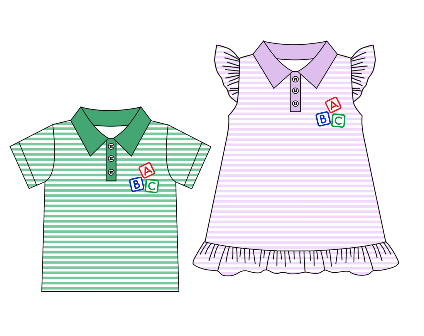 3.25 custom each style moq 5eta 4-6week Sibling Sister ABC baby girl dress and top match family design