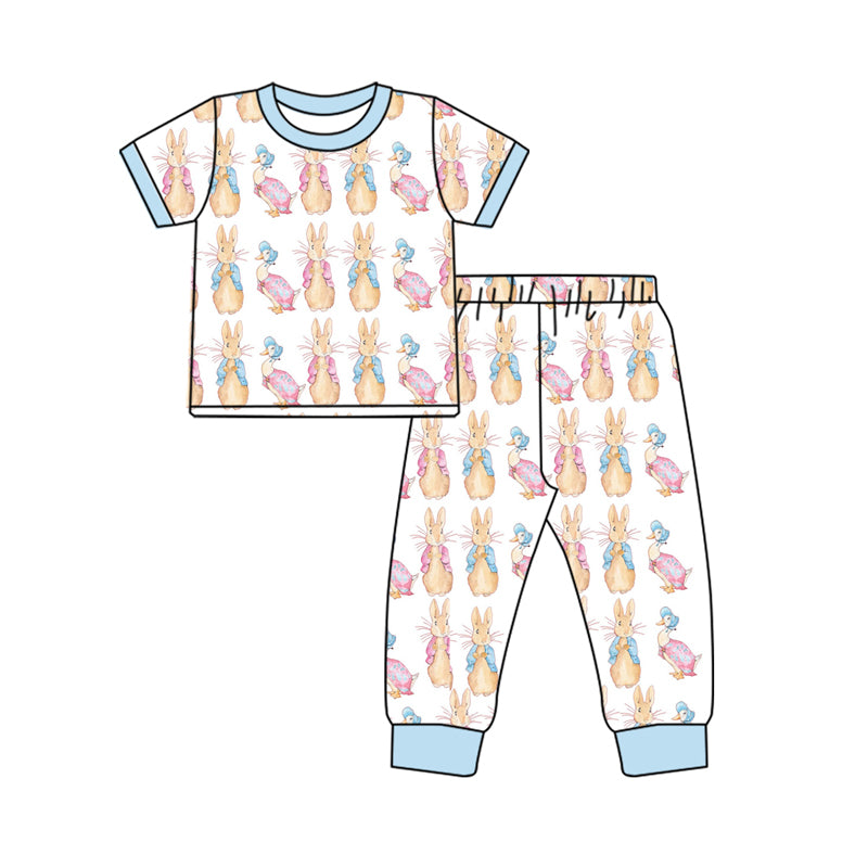 10.11 custom each style moq 5eta 4-6week Sibling Sister easter rabbit baby boys short sleeve sets and rompers match design