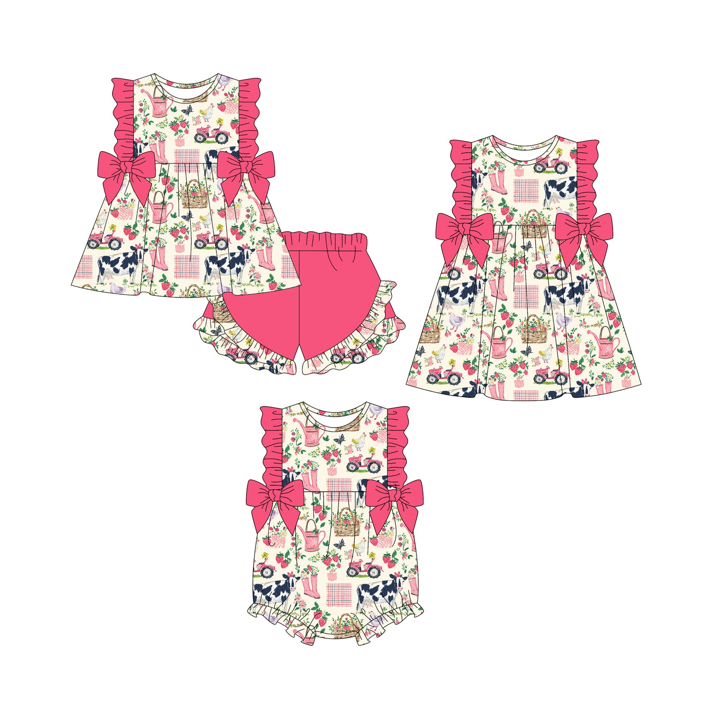 25.12.22 custom each style moq 5 eta 6-8week Sibling Sister boot floral baby short sleeve shorts sets and romper and dress match design